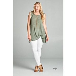 Womens Plus Size Sleeveless Twist Tunic Top